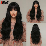 Pikad Lainelised Pruunid Ombre S&uuml;nteetilised Parukad Naturaalsed Juuksed Naiste Lainelised Tukkidega Parukad Kuumuskindlad Igap&auml;evaseks Cosplay Kasutuseks Mustadele Naistele Wig-LC2074-6