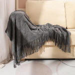 Ameerika stiilis kootud žakaarmustriga viskepleed diivanile, kontorisse, uinakuks v&otilde;i reisimiseks 127x180CM with Tassels, 550g