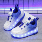 29-38 Eemaldatav Rullik Poisid/T&uuml;drukud Kahekordse Rullikuga Helendavad Tossud Laetavad Rulluisutossud Laste Rulluisud 32 valge/sinine