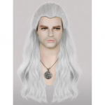 The Witcher 3: Wild Hunt s&uuml;nteetilised juuksed pikad h&otilde;bevalged lainelised meeste Geralt Cosplay parukas Halloweeni j&otilde;ulukooliks 26inches h&otilde;be