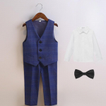 Laste vestikomplekt Kevad Uus Mood Ruuduline Briti Stiil Peremehe Esinemiskost&uuml;&uuml;m Lillepoiss Pulmakost&uuml;&uuml;m Beebi S&uuml;nnip&auml;ev Ametlikud Riided 130cm sinine