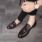 Meeste pidulikud kingad Luksuslik tr&uuml;kis &Auml;ri Klassikalised k&auml;sitsi valmistatud Oxfords Pealmine kiht lehmanahk Must Pruun Formaalne kingad Suur suurus 37 pruun