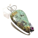 Ruby in Fuchsite Ethnic 925 Sterling Silver Jewelry Pendant 2.29 r8V07