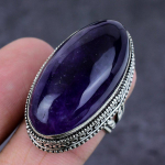 Sage Amethyst Handmade 925 Sterling Silver Gift Jewelry Ring Size 8 b7n33