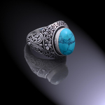 Tibetan Turquoise Handmade 925 Sterling Silver Ring Size 9.75 s8q87