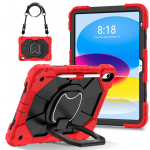 Apple iPadi jaoks (2025. aasta) 360&deg; P&ouml;&ouml;rlev K&auml;epide Raskeveokaitse Stend TPU+PC 3in1 P&otilde;rutuskindel Tahvelarvutite PC &Uuml;mbris iPad (2025) punane