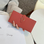 2025 Ehtsast Nahast Naiste Rahakotid Lehma Naha Esimene Kiht Pikk Rahakott H-lukuga K&auml;sikotid Daamidele Kahepoolne Rahakott Ilma Logota heleroosa v&auml;rv