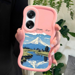 V&auml;rvitud muster Big Wave Edge pehme silikoon materjal Macaron telefoni &uuml;mbris p&otilde;rutuskindel kaitsev kummist &uuml;mbris OPPO Reno Realme jaoks OPPO Reno7 5G roosa