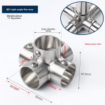 Roostevabast terasest &uuml;mmargune torukonnektor riidepuu ja riiuli &uuml;henduskoht T-liitmik 25 Right-angle Five-way