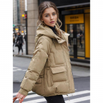 Naiste Mood Vabaaja S&uuml;gis Talv &Uuml;hev&auml;rviline Tr&uuml;kiga Pikkade Varrukatega Paks Joped ja Mantlid Sulemantlid XXXL khaki