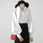 Kevadine ja s&uuml;gisene naiste s&auml;rk Retro j&auml;nesek&otilde;rvad kaelarihm &Uuml;herealine temperament laterna varrukad lahtised vabaaja s&auml;rkpluus L