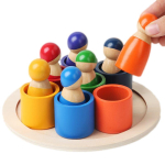 Montessori beebi puidust vikerkaare puslem&auml;nguasjad kunstv&auml;rvide sorteerimise sobitamism&auml;ngud haridusm&auml;nguasjad v&auml;ikelastele peenmotoorika treeninguks mitmev&auml;rviline