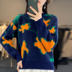 Naiste ka&scaron;miirist sviiter Qinghe ka&scaron;miir 30% ka&scaron;miir 70% vill s&uuml;gis-talvine ka&scaron;miir pullover pehme ja soe L sinine