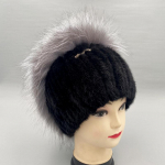 Talvine Kootud Karusnahast M&uuml;ts Naistele Ehtne Nirk Rebasekarusnahk Kohev Stiilne Soe Must Karusnahast M&uuml;ts Uus Saabumine V&auml;lisriiete Peakatted Beanie'd elastic 55-59cm