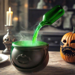 Halloweeni n&otilde;ia ujuv pudelide kaunistus&auml;mber tulede ja udugeneraatoriga k&ouml;&ouml;ki 19.5cm