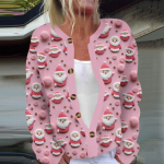 Naiste moe pikkade varrukatega j&otilde;ululumememm, lumehelvestega tr&uuml;kiga jope kardigan XXXXL