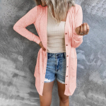 Naiste lahtine eesmine kerge kardigan, pikkade varrukatega n&ouml;&ouml;biga avar v&auml;lisr&otilde;ivas L