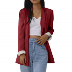 Naiste soliidne avatud esitaskud Kardigan pidulik &uuml;likond, pikkade varrukatega pluus-mantel M