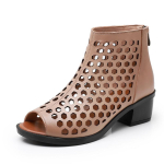 Moodne GKTINOO 2025 Suvised Saapad Naiste Sandaalid Ehtne Nahk K&otilde;rged Kontsad Platvorm &Otilde;&otilde;nes Peep-Toe Naiste Jalan&otilde;ud Zapatos De Mujer 12 beige