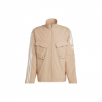 Adidas Originals Trefoil Parley Tt &Uuml;hev&auml;rviline Triibulise Prindiga Logo T&otilde;mblukuga Kraega Jakk Meeste Jakk Helepruun HL9397 L