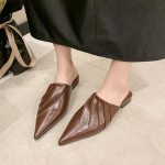 Moodsad terava ninaga korterid, sussid naistele, mood kingad, suvised muulad, sandaalid, 2024. aasta kleit, volditud slingback-slaidid, uued naiste pl&auml;tud 40 pruun