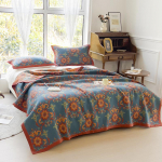 Kahekihiline puuvillane marlpleed &ndash; pikkade kiududega puuvillane uinakuks ja voodikatteks 150*200 Single Towel Blanket