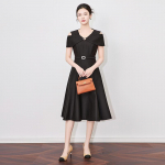 Naiste kevad/suvi prantsuse kergelt k&uuml;ps &otilde;htukleit - piduliku s&uuml;ndmuse disain L must