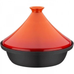 Tajine fonte massive - GSW - 30 x 22 cm - Couvercle c&eacute;ramique - Induction - Orange