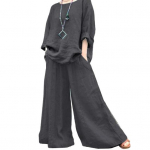 2 tk/komplekt Naiste &uuml;laosa p&uuml;kste komplekt &Uuml;mar kaelus Retro pikkade varrukatega lai pluus 3XL hall