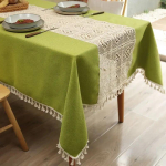 Puuvillane linane pitsist lapiline laudlina Prantsuse &otilde;&otilde;nesheegeldatud ruuduline tee laudlina tups Dekoratiivne roheline lauakate 100x140cm 1pcs