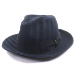 Suurep&auml;rane Borsalino m&uuml;ts Triibulise mustriga Logo pael Fedora Tumesinine-must puuvillane meeste 57 Kasutatud