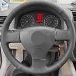 Punutised roolil VW Old Golf 5 jaoks (V) MK5 Polo Jetta Tiguan Sagitar Touran Caddy auto rooliratas must nahkkate gray