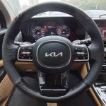 hand stitched non-slip Leather car Steering Wheel Cover For Kia Sorento -2024 Carnival -2024 Auto Parts 4 Carbon Leather