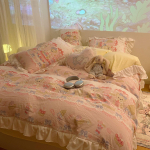 G5Z Lolita Printsessi Karukestega Voodipesu: T&uuml;drukute pitsiline puuvillane tekikott ja voodilina komplekt Lolita Little Rabbit LY