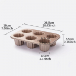 1 tk 6/12 valitav tass roosakuldne Canele vorm mittenakkuva kattega s&uuml;sinikterasest materjal lillekujuline Canel&eacute; muffinivorm