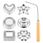 7-osaline Rosette Timbale komplekt, Rosette rauakomplekt k&auml;epidemega, Lillekujuline Bunuelos k&uuml;psisepvorm, Funnel Cake valmistaja komplekt One Size