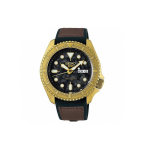 SEIKO 5 Mehaaniline mehhanism Kunstnahast rihmaga K&auml;ekell Meeste k&auml;ekellad Must sihverplaat SRPE80K1 Black Dial Brown Strap