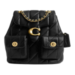 Coach Tabby 22 Metallik Logoga Tepitud Lambanahast Seljakott V&auml;ike Naiste seljakott Must CU076-B4BK Basic Set (Bag+Dust Bag)