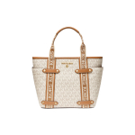 Michael Kors Maeve Klassikaline Commuter Mood Monogramm V&auml;rviplokk T&otilde;mblukuga K&auml;ekott V&auml;ike Naiste k&auml;ekotid Vanillivalge Tammepruun 30T2G5VT1B-149 Basic Set (Bag+Dust Bag)
