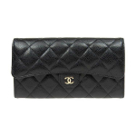 Chanel 23P Klassikaline tepitud pikk kaardihoidjaga rahakott Naiste rahakott Must AP0241-Y01864-C3906 Basic Set (Bag+Dust Bag)