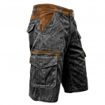 Meeste Vintage Pesitud Denim Cargo L&uuml;hikesed P&uuml;ksid Mitme Taskuga Vabaaja T&ouml;&ouml; L&uuml;hikesed P&uuml;ksid V&auml;litingimustes Matkamine Kalastamine Suvine Mood Alaosad 2XL must