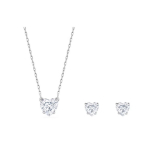 Swarovski Stilla Attract S&uuml;damekujulised K&otilde;rvar&otilde;ngad ja Kaelakee Komplekt Naiste Ehted Roodium Kuupmeetriline Tsirkooniumkristall 5646751 Box (Random Color)