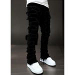 Meeste tavaline sobivus kuhjatud teksap&uuml;ksid rebitud kitsa l&otilde;ikega plaaster kulunud h&auml;vitatud sirge teksariidest p&uuml;ksid Hip Hop Streetwear P&uuml;ksid 2XL black