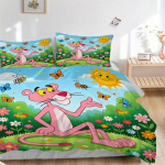 3 tk Pink Panther lilleline voodipesukomplekt-Kodukaunistuse p&otilde;hivahendid magamistuppa, k&uuml;lalistuppa, elutuppa ja hotelli-T&auml;iuslik kingitus f&auml;nnidele, reisijatele, Da 135x200cm