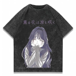 L&otilde;hnav lill &otilde;itseb v&auml;&auml;rikalt Kaoruko Waguri Anime Graafiline T-s&auml;rk Vintage Pesumasinas Must Unisex &Uuml;legabariidiline Esteetiline T-s&auml;rk S