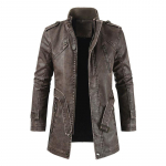 Meeste paks fliisist talvine nahkjakk-mantel pikk &uuml;ler&otilde;ivas moodne soe vabaaja vintage riietus meestele Steampunk Biker L