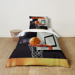 3D korvpalli tekikottide komplekt, poiste tekikottide komplekt padjap&uuml;&uuml;ridega, 3D korvpalli &uuml;heinimesevoodi tekikottide komplekt k&otilde;ikideks aastaaegadeks 100x135cm 2pcs black