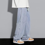 Meeste Vabaaja Pikad Teksap&uuml;ksid Klassikalised Meeste Sirged Denim Laiad P&uuml;ksid &Uuml;hev&auml;rvilised M must hall v&auml;rv