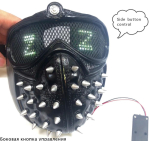 Kaugjuhitav LED Valgustusega Valvekoer 2 Maski Punk Neetidega Mask Peo Maskeraadi Kost&uuml;&uuml;mi Rekvisiidid Cosplay Mask Halloweeni Peoks gray