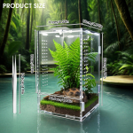 L&auml;bipaistev akr&uuml;&uuml;l h&uuml;ppava &auml;mbliku puur/kasvatuskast, &uuml;hendatav, roomajatele, gekodele, putukatele, ventileeritav terrarium tarantulale